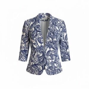 Evan Picone Black Label Women's Blue and White Paisley Blazer versatile size 4